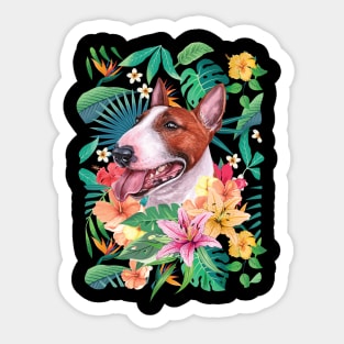 Tropical Red and White Bull Terrier Sticker